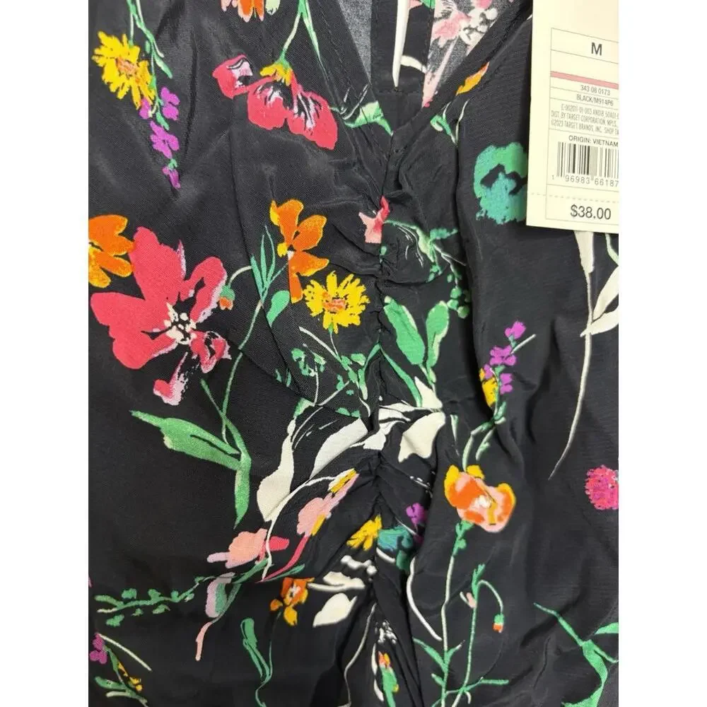 A New Day Dress Womens Medium Cinched Front Colorful Florals Maxi Modest Spring - Picture 2 of 13